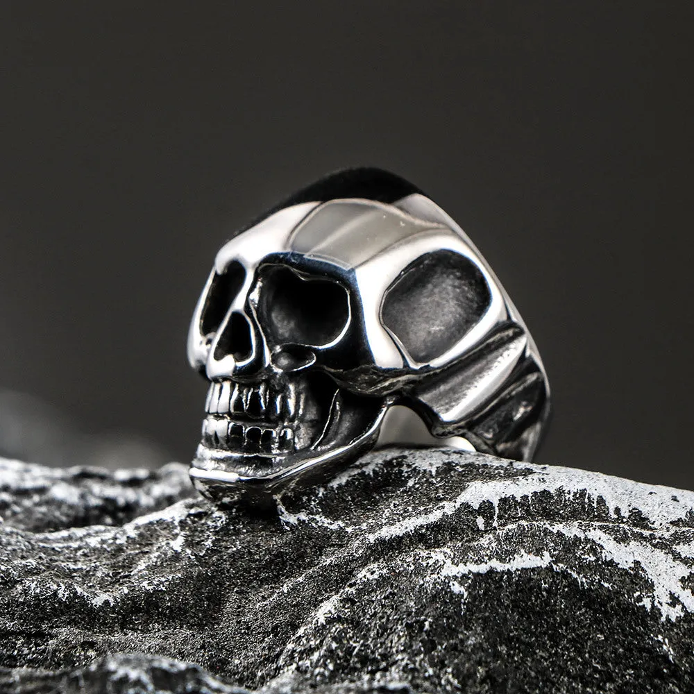 Men's Trendy Titanium Steel Skull Ring with Creative Love Emoji Design, Unique Stainless Steel Jewelry for Him