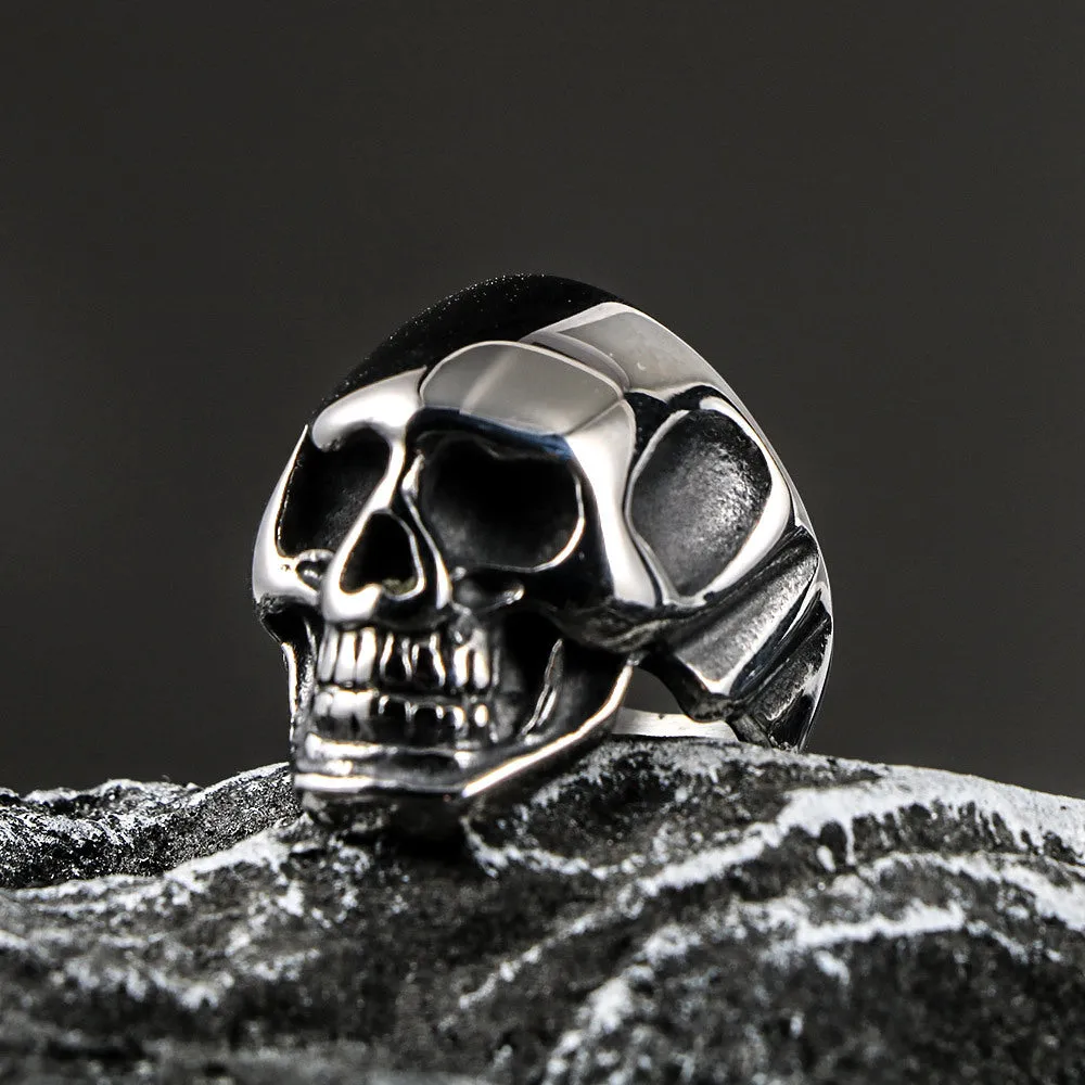 Men's Trendy Titanium Steel Skull Ring with Creative Love Emoji Design, Unique Stainless Steel Jewelry for Him