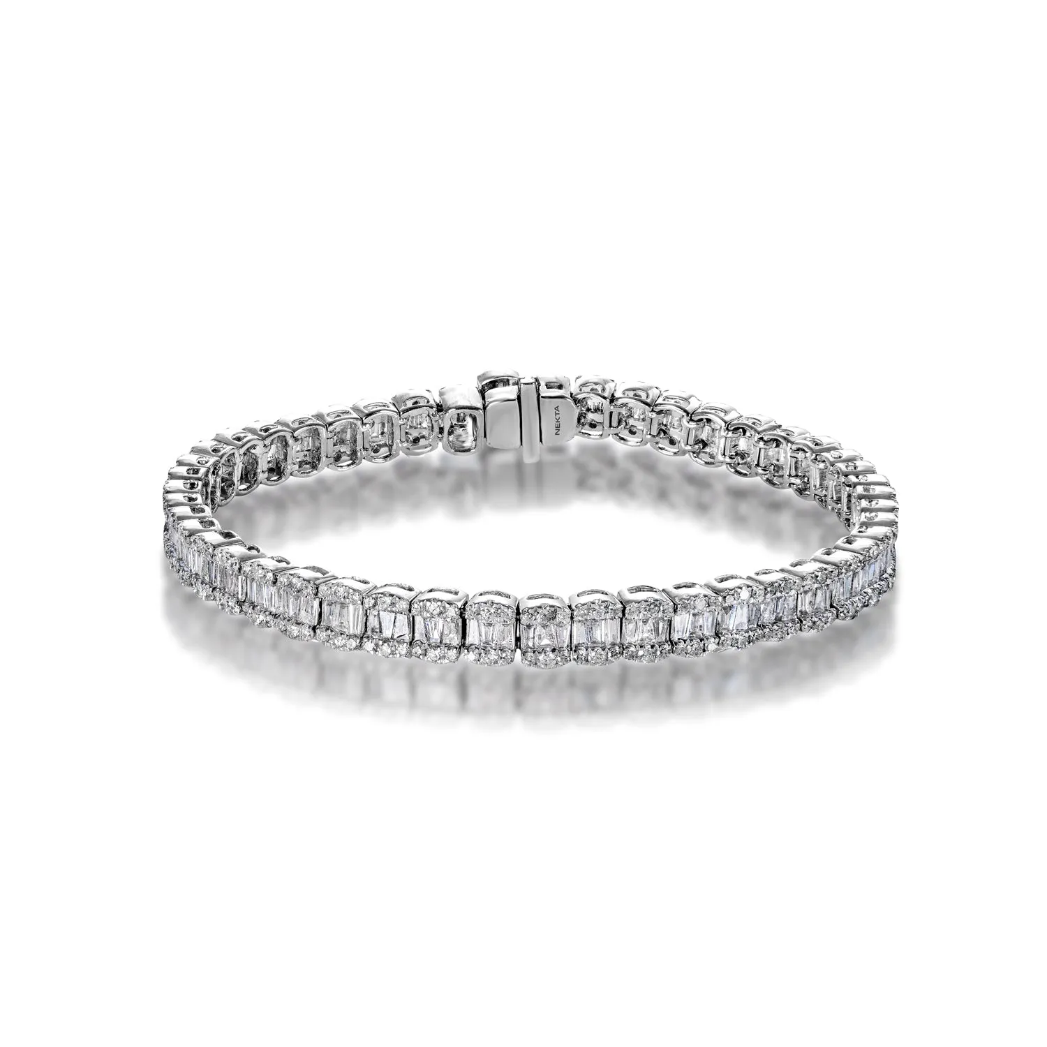 Milan 6 Carat Combine Mix Shape Single Row Diamond Tennis Bracelet in 14k White Gold for Ladies