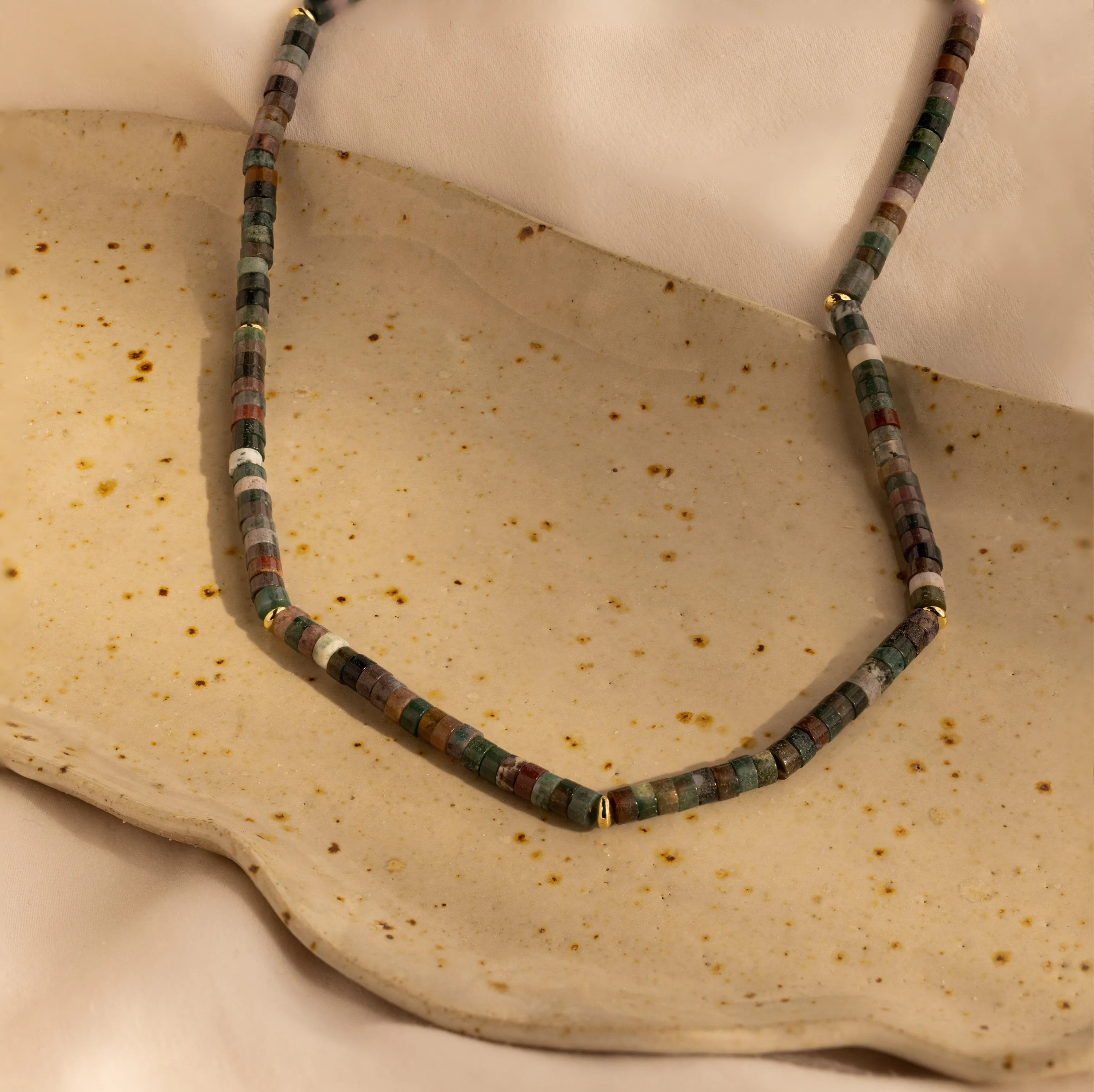 Moss Agate Beaded Necklace