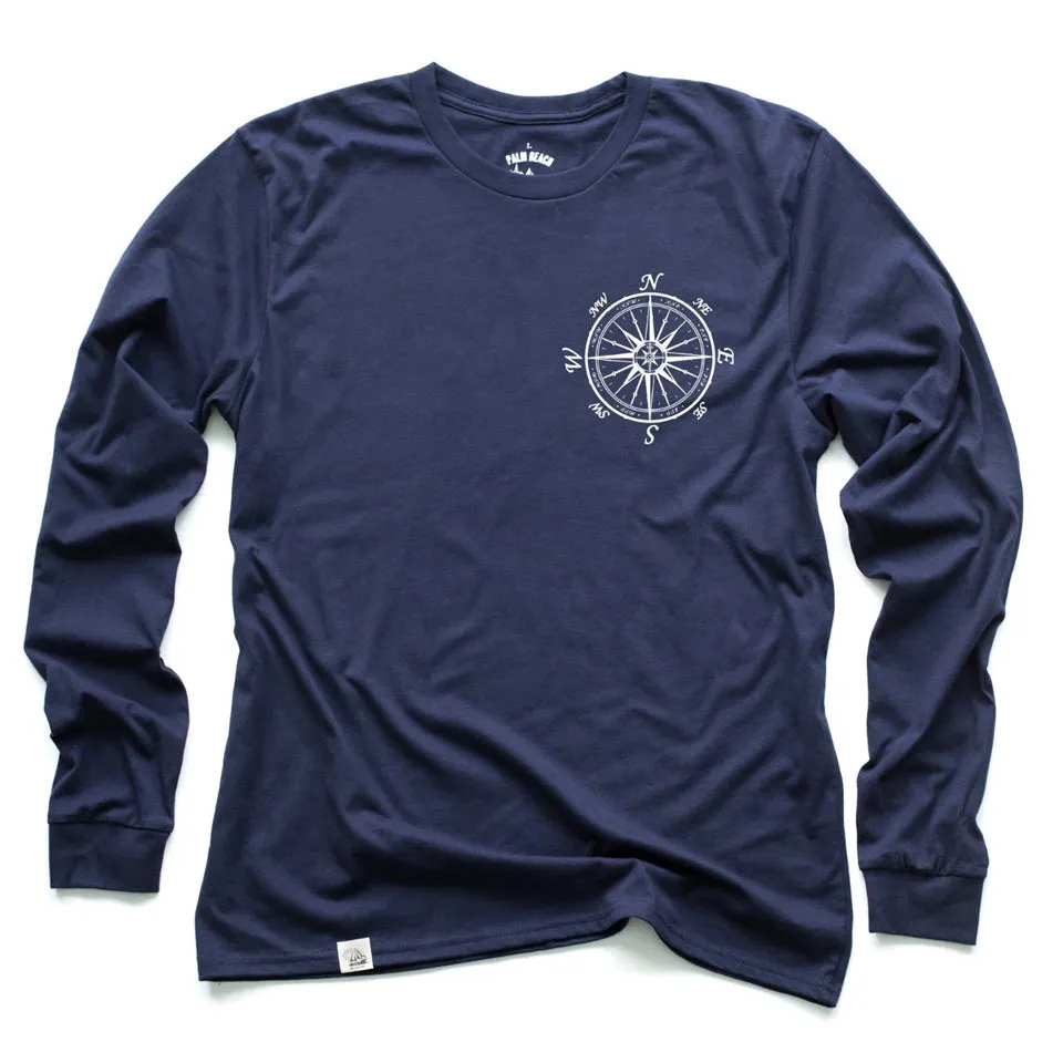 Nautical Compass Long Sleeve Dark Shirt (w/ Free Necklace)