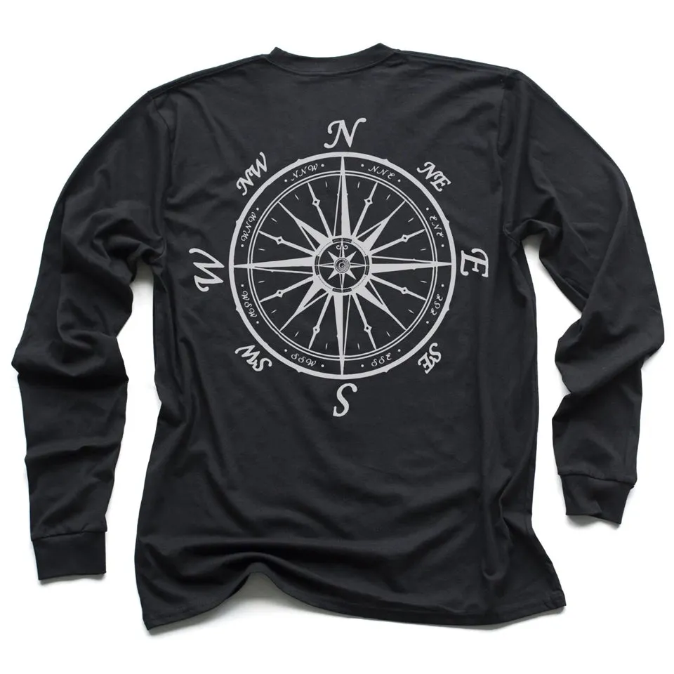 Nautical Compass Long Sleeve Dark Shirt (w/ Free Necklace)