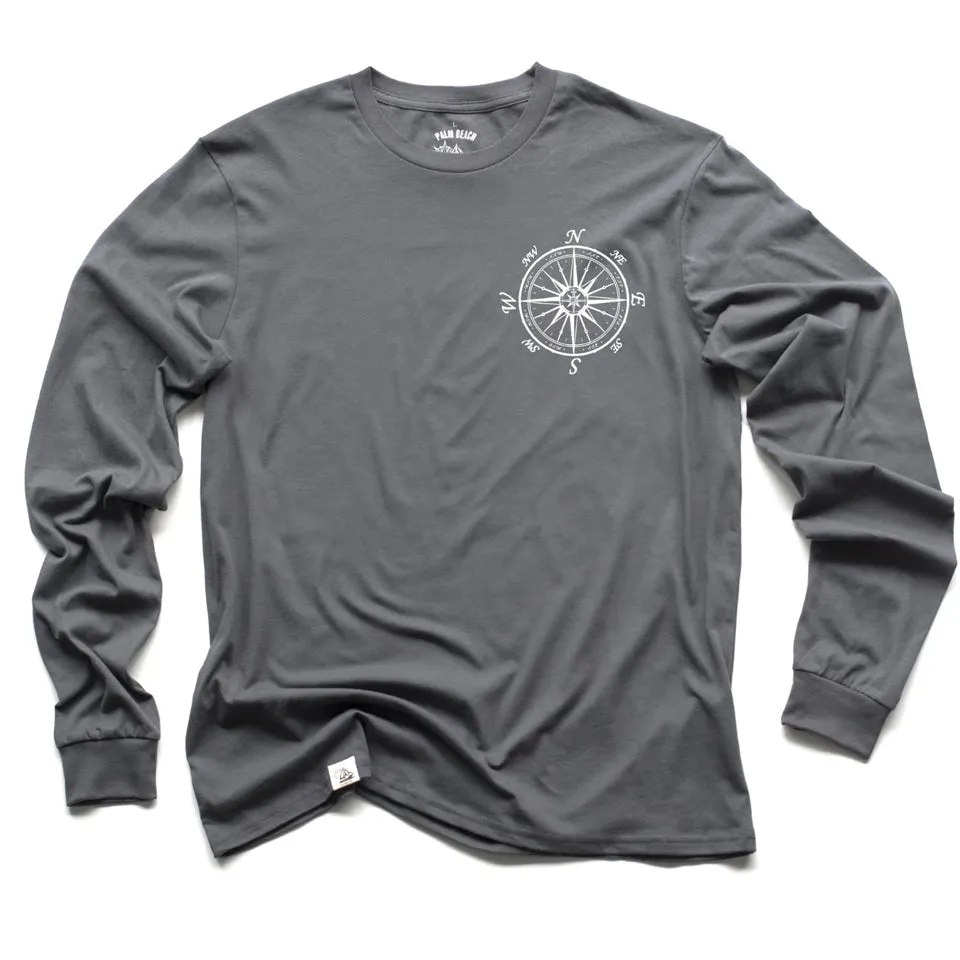 Nautical Compass Long Sleeve Dark Shirt (w/ Free Necklace)