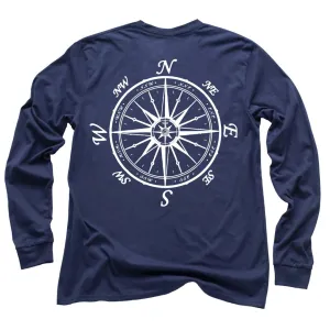 Nautical Compass Long Sleeve Dark Shirt (w/ Free Necklace)