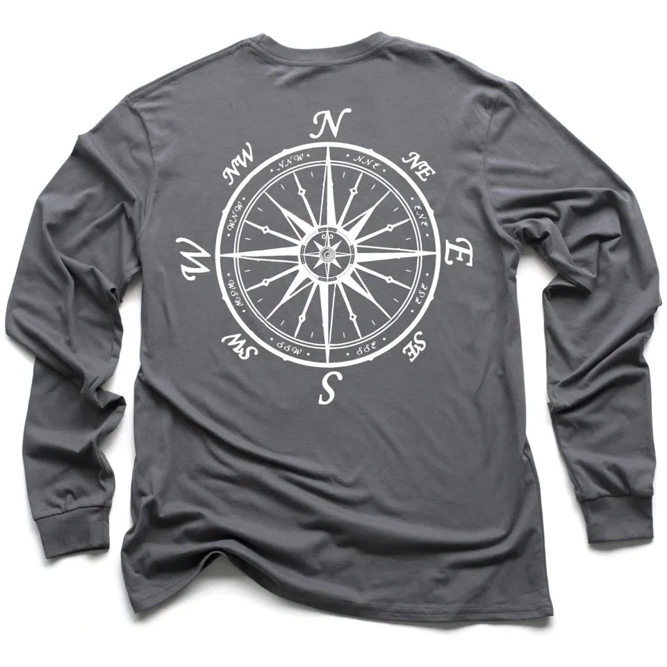 Nautical Compass Long Sleeve Dark Shirt (w/ Free Necklace)