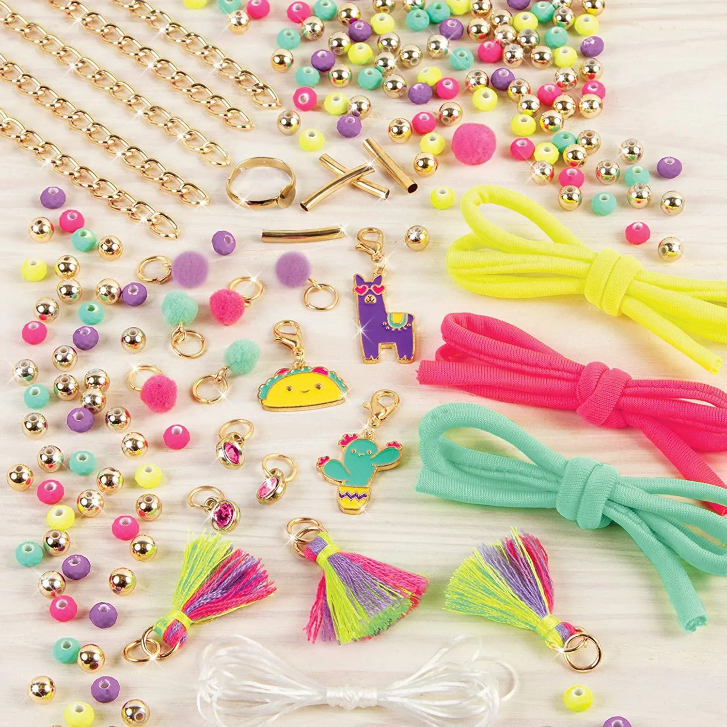 Neo-Brite Chains and Charms, DIY Gold Chain Charm Bracelet Making Kit for Girls -  Arts and Crafts Kit to Create Unique Tween Bracelets