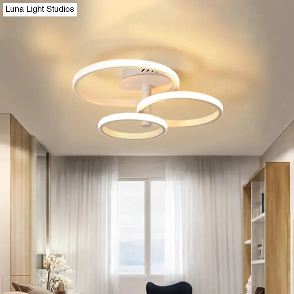 Nordic Stacked Ring Ceiling Light - Acrylic Brown/White - LED - 23.5"/19.5" Wide - Warm/White