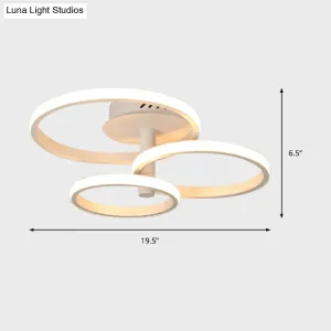 Nordic Stacked Ring Ceiling Light - Acrylic Brown/White - LED - 23.5"/19.5" Wide - Warm/White