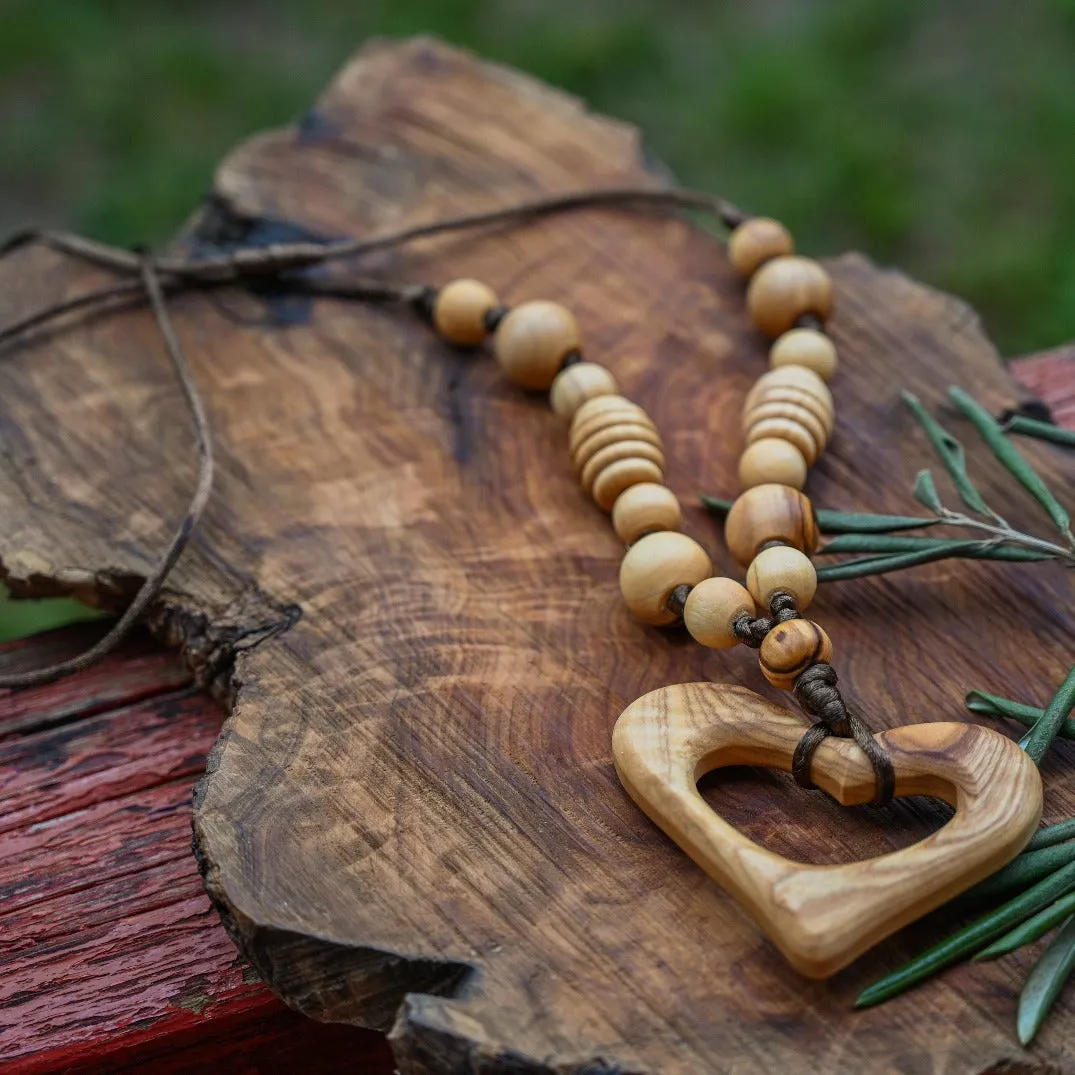 Nursing Necklace with All Natural Olive Wood from Palestine