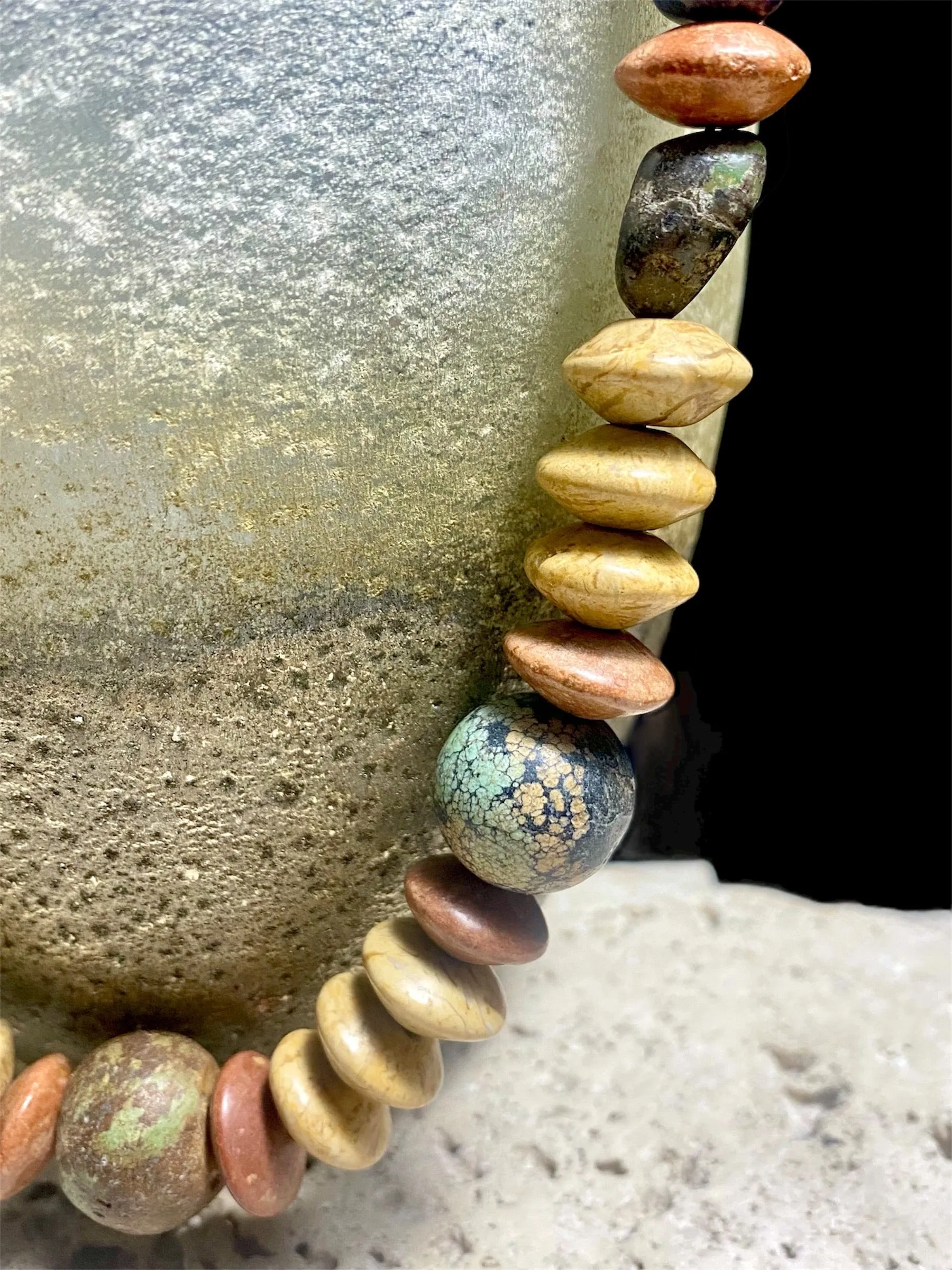 Old Turquoise, Jasper And Lapis Lazuli Necklace