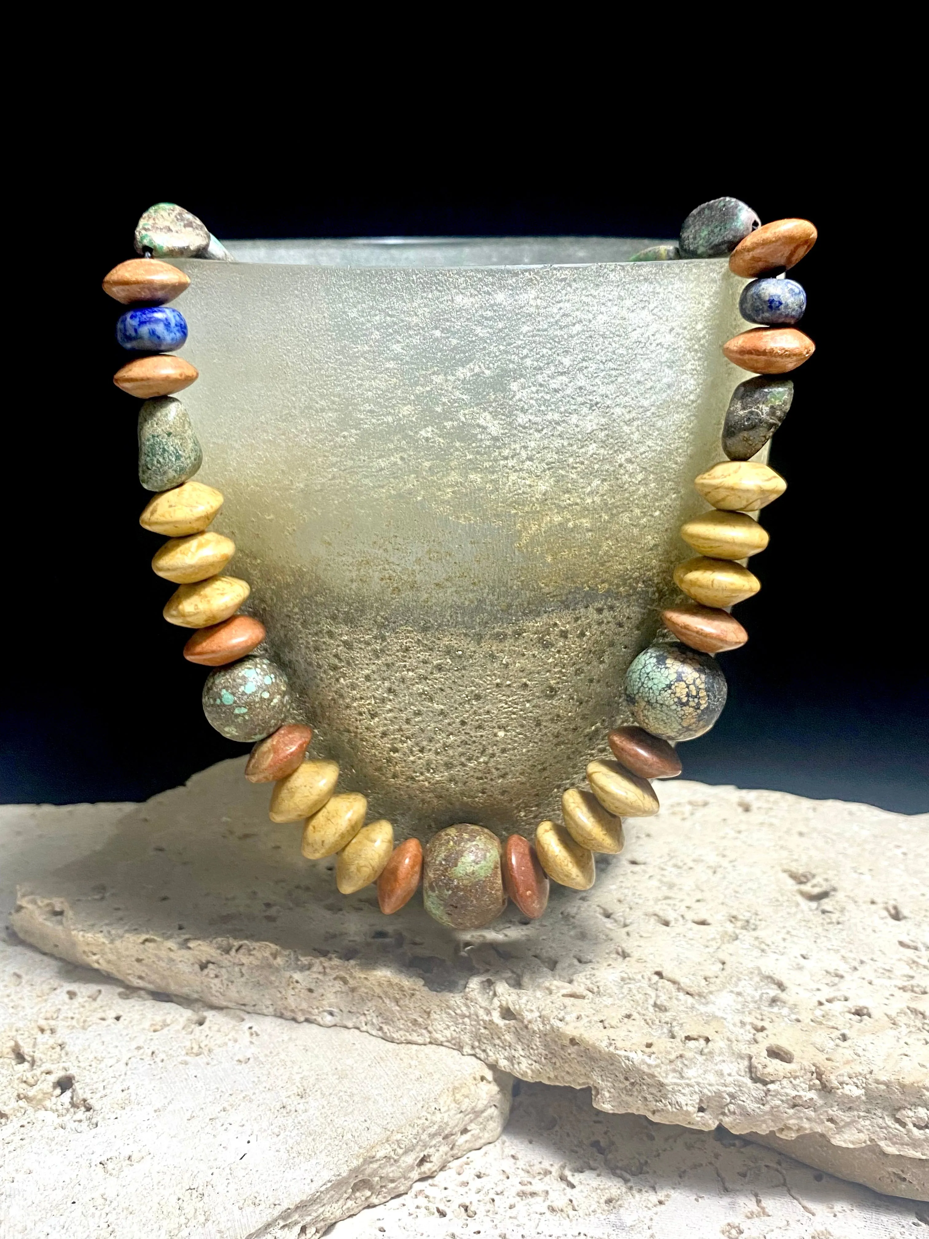 Old Turquoise, Jasper And Lapis Lazuli Necklace