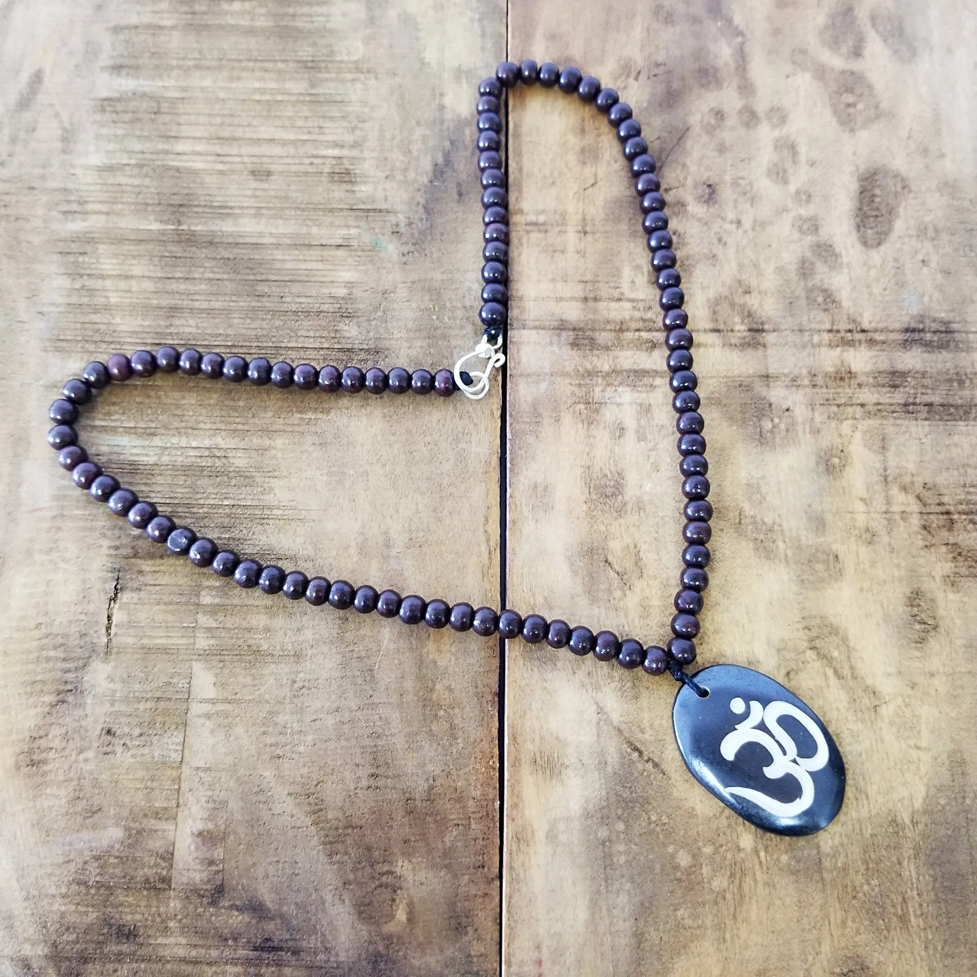 Om Necklace Rose Wood