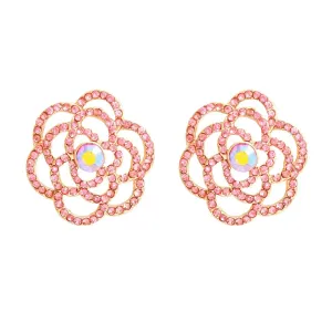 Open Pink Rose Earrings: Chic and Contemporary Style