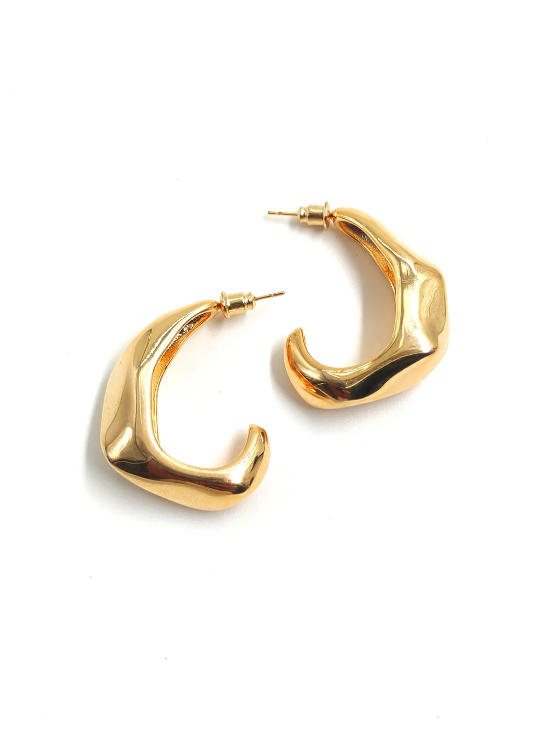 Ornaio 18k Gold Plated Small Half Square Hoop Earrings