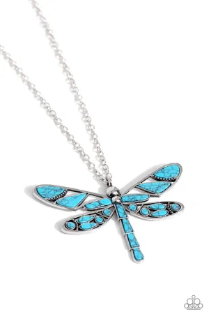 Paparazz FLYING Low Blue Necklace & Earring Set