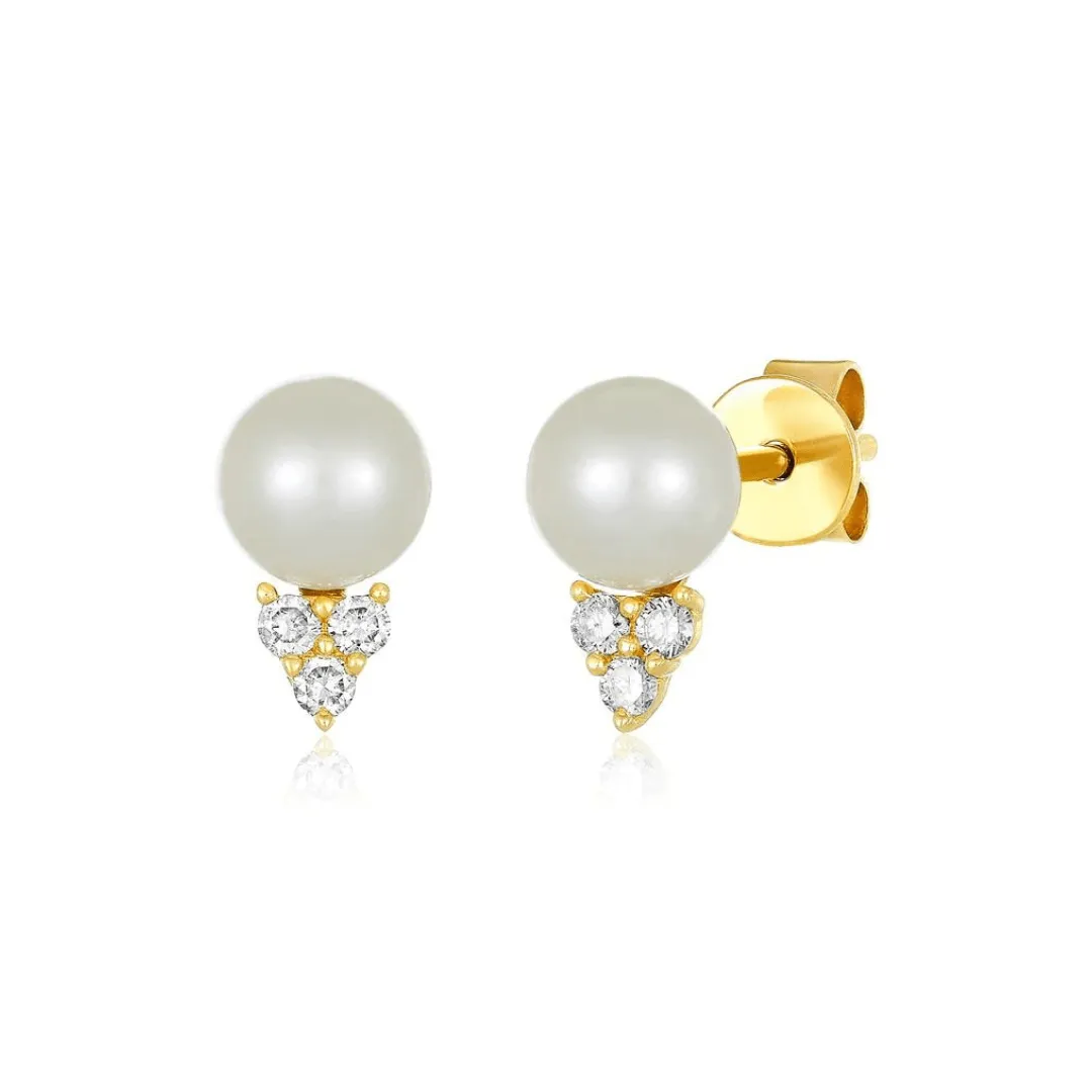 Pearl Diamond Trio Studs