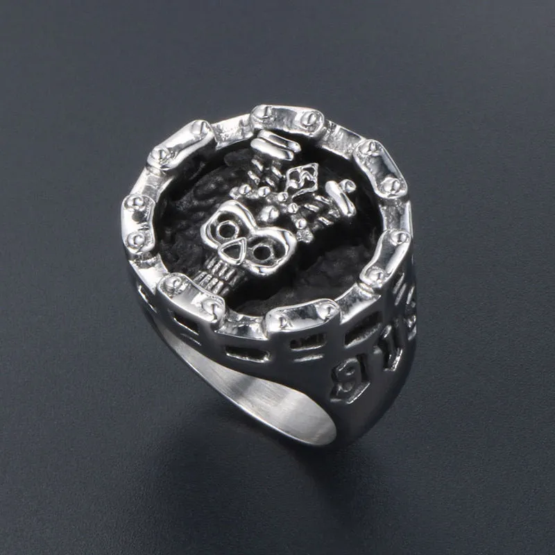 Personalized Titanium Steel Skull Ring - Trendy Car Chain Design for Men - Wholesale Fashion Jewelry Accessories