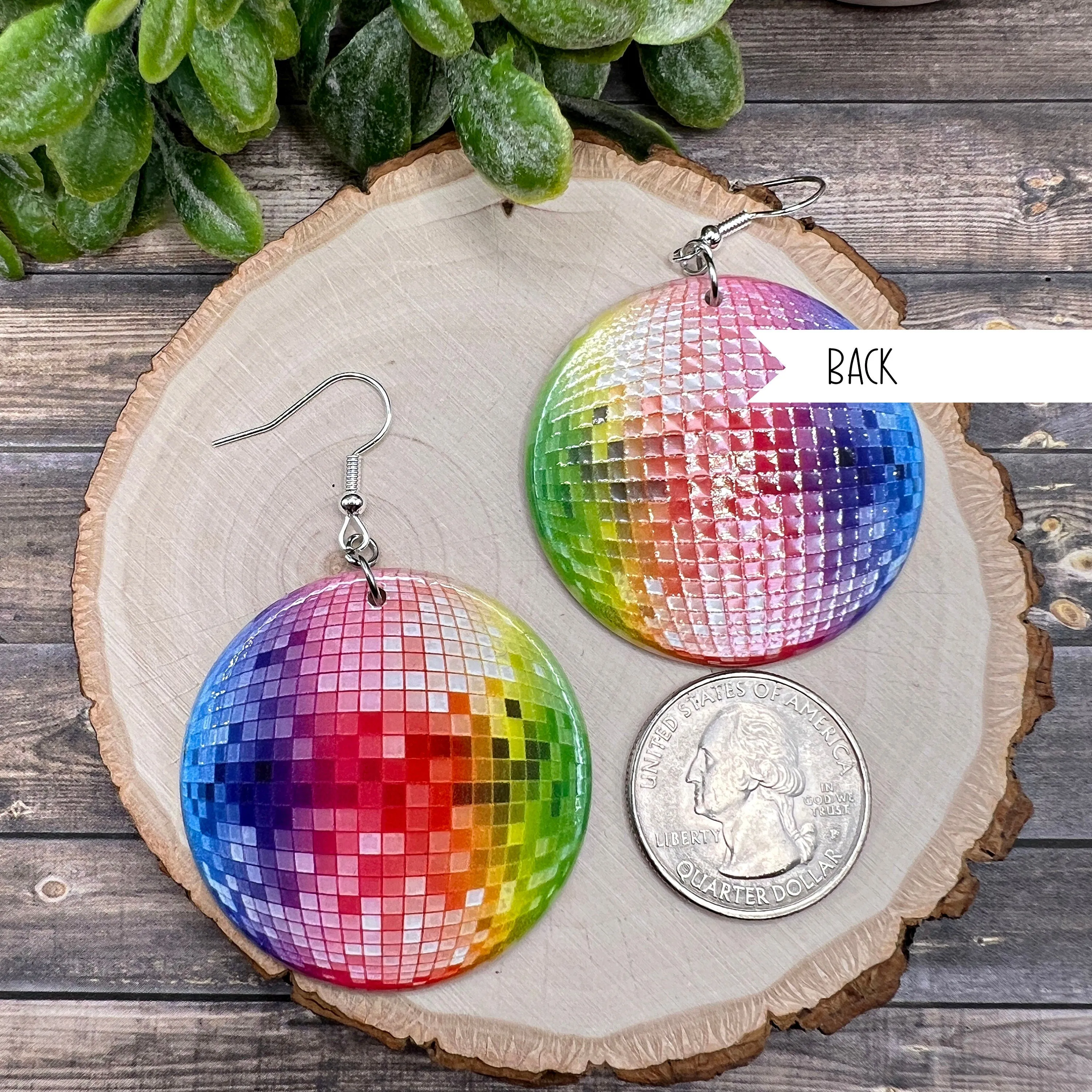 Rainbow Disco Ball Acrylic Pride Month LGBTQ   Earrings, Hypoallergenic Gift