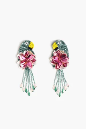 Retro Parrot Beaded Earrings