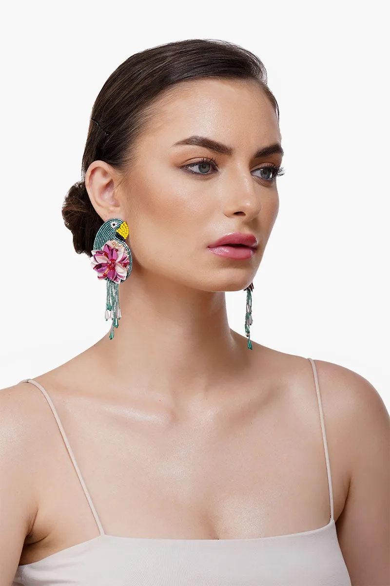 Retro Parrot Beaded Earrings