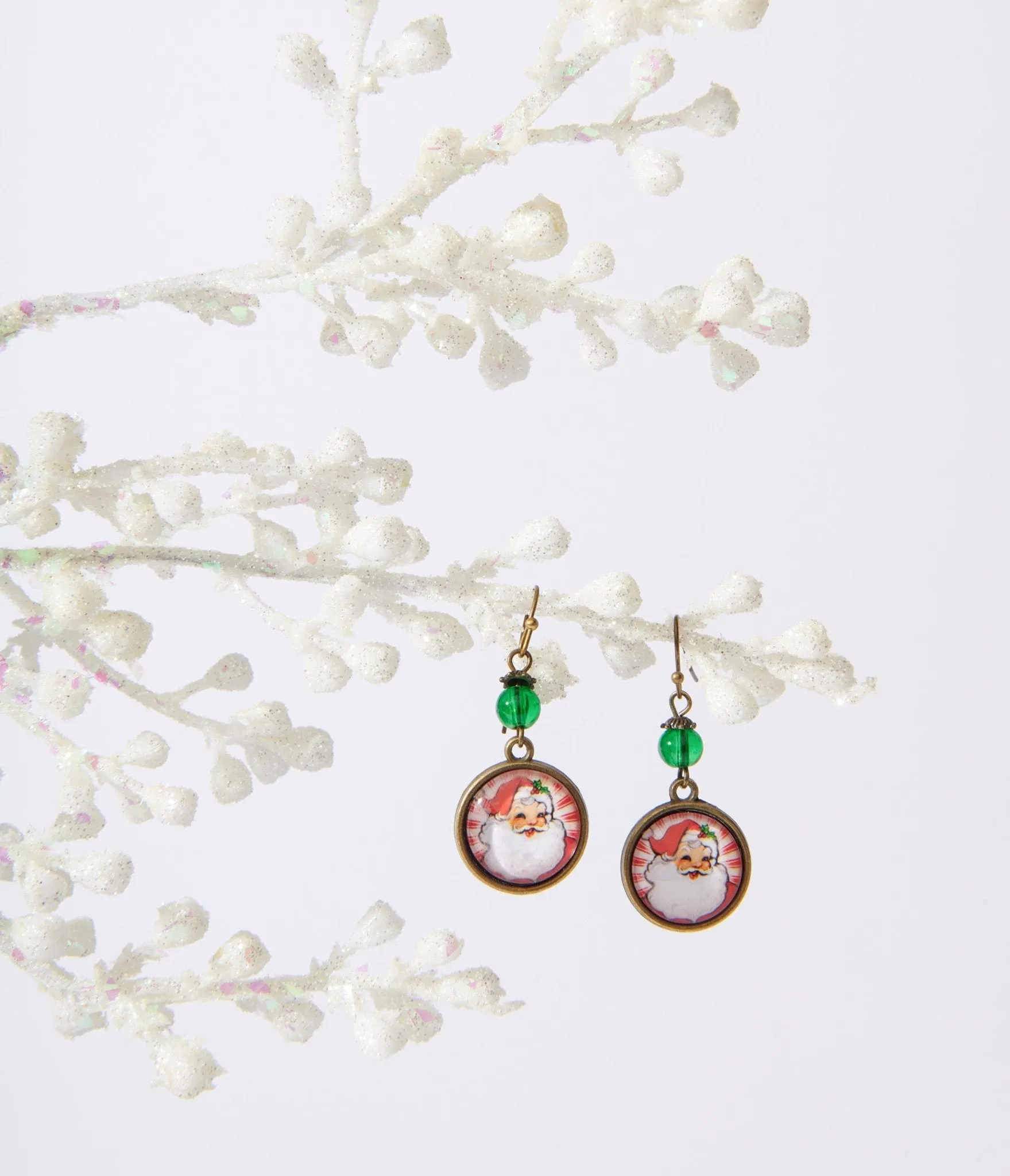 Retro Round Santa Christmas Earrings