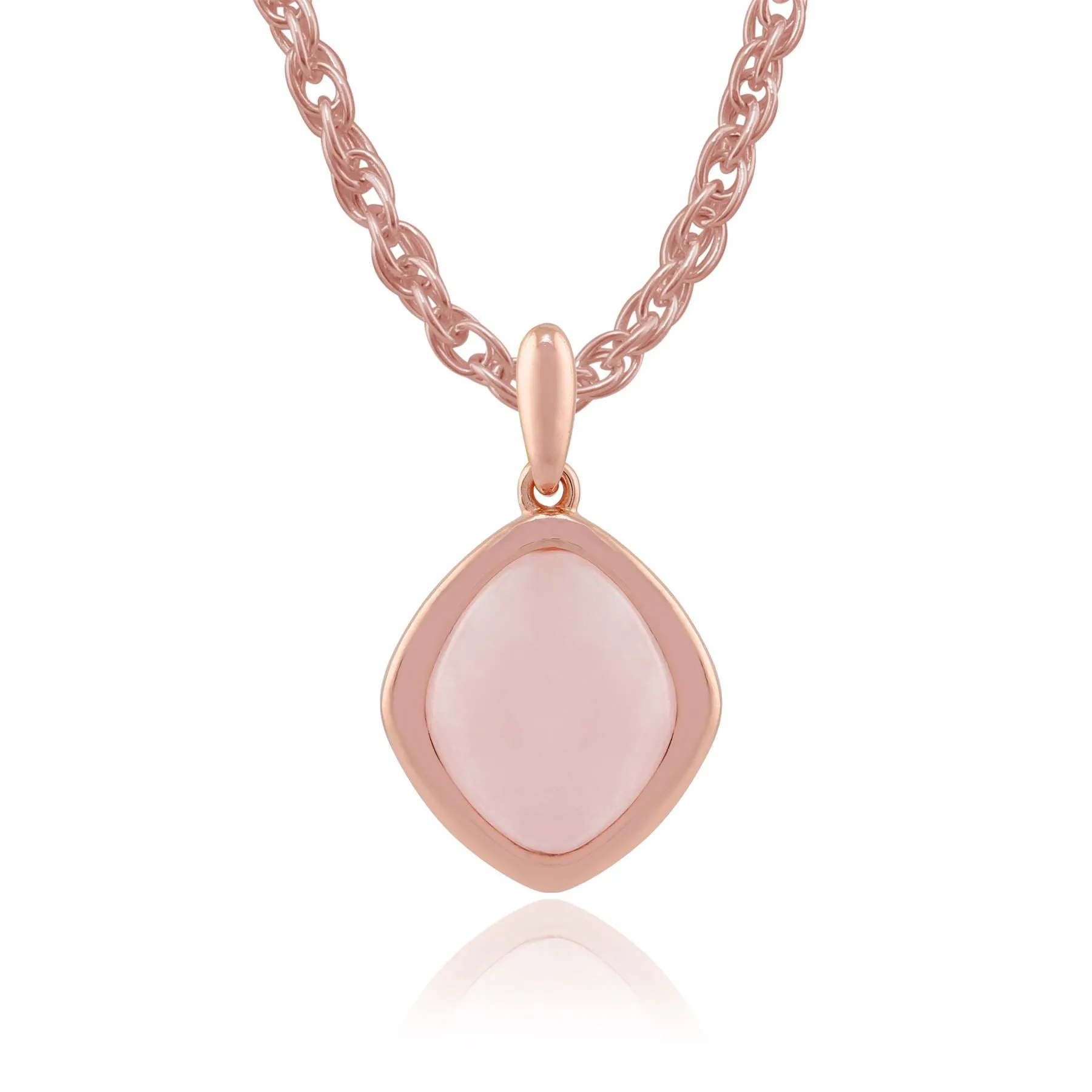 Rose Quartz "Tweedia" Pastell Anhänger Halskette in 9ct Rosen Gold Beschichtet Sterlingsilber