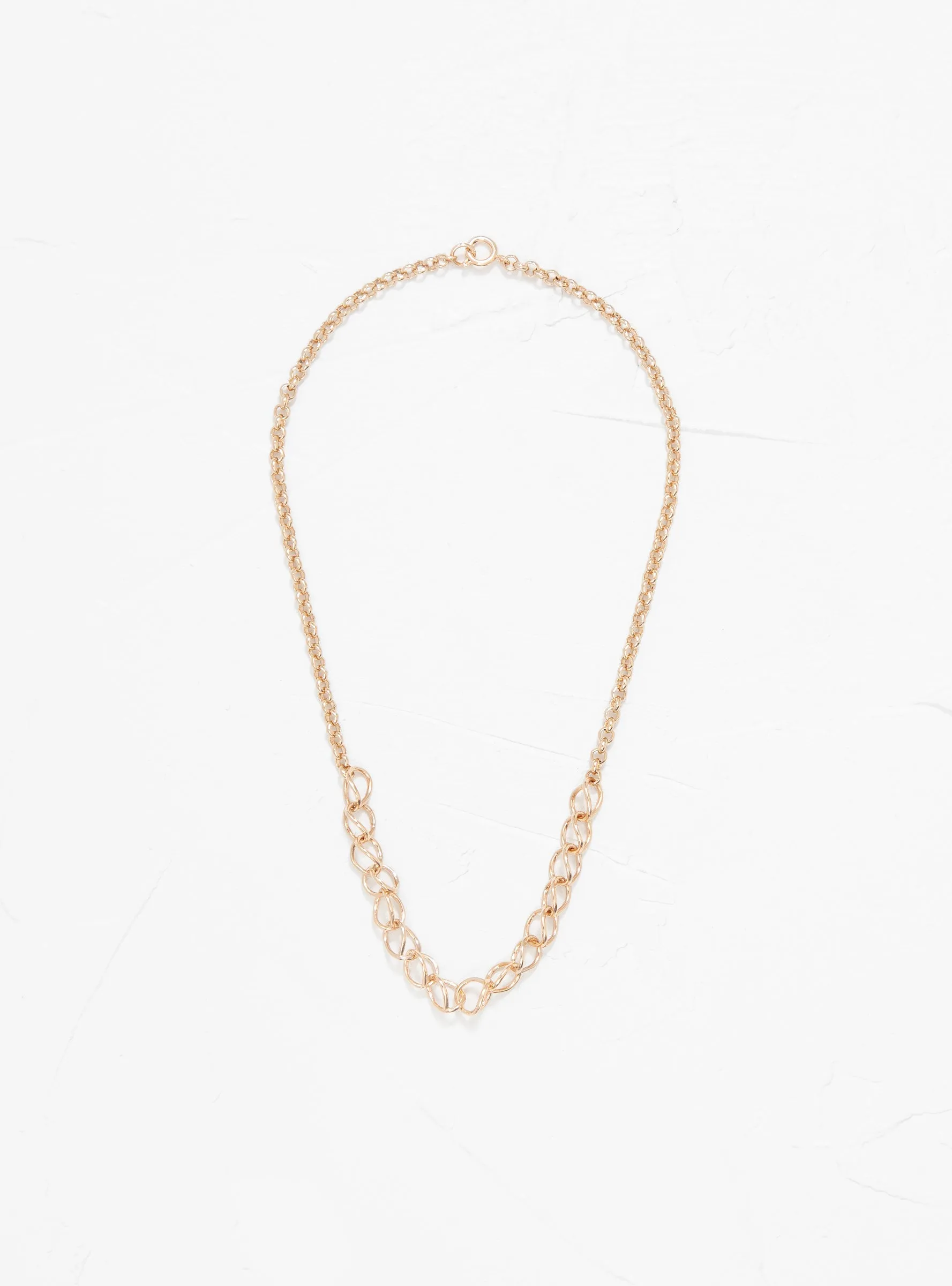 Round Link & Chain Gold-Plated Necklace