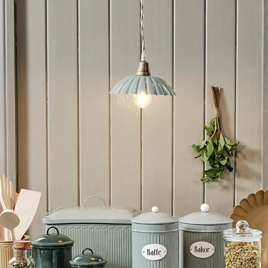 Sage Enamel Scallop Pendant Light - Small