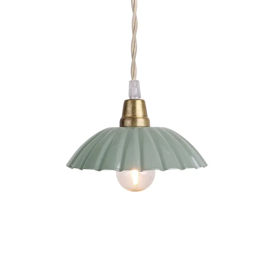 Sage Enamel Scallop Pendant Light - Small