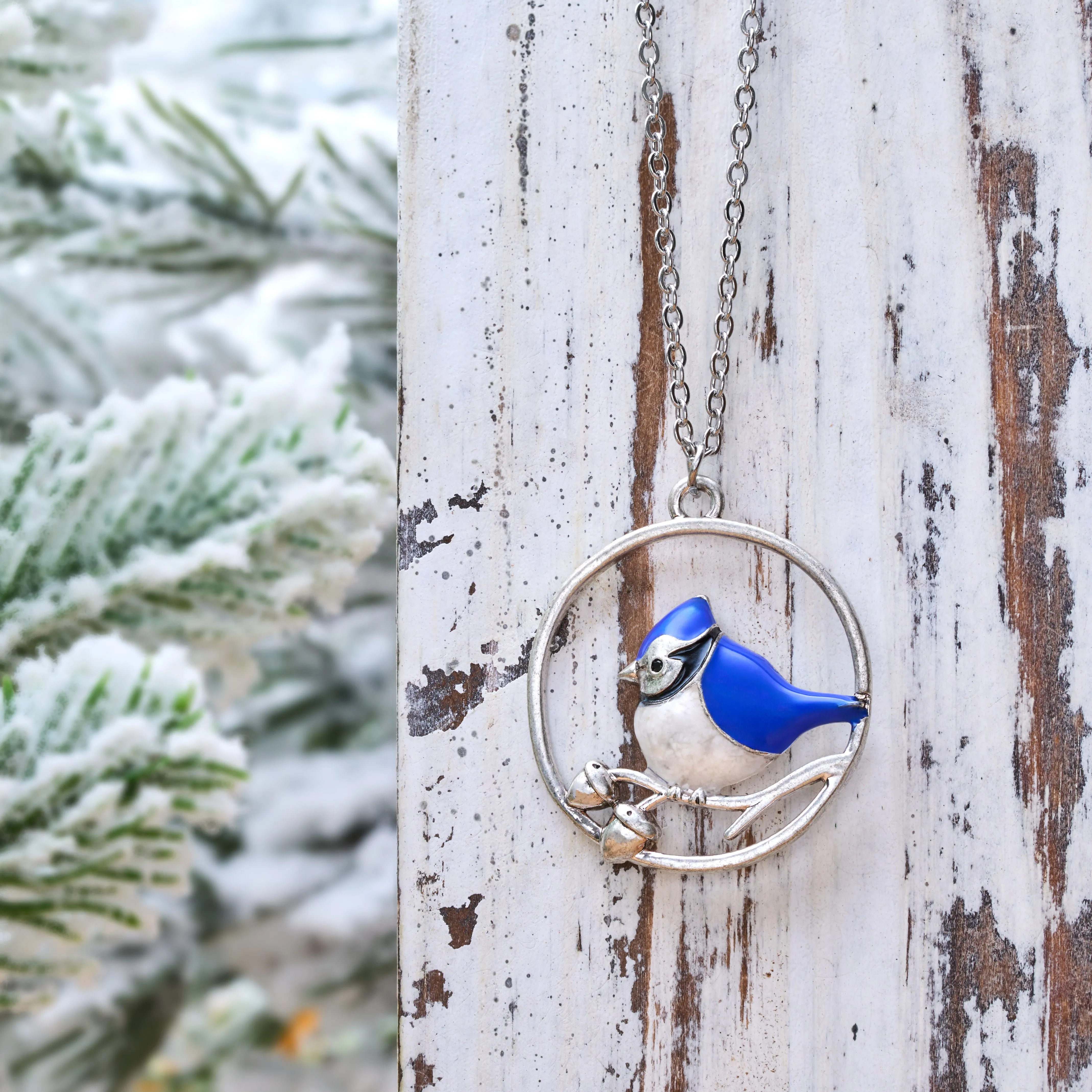 Sand Blue Jay Branch Necklace