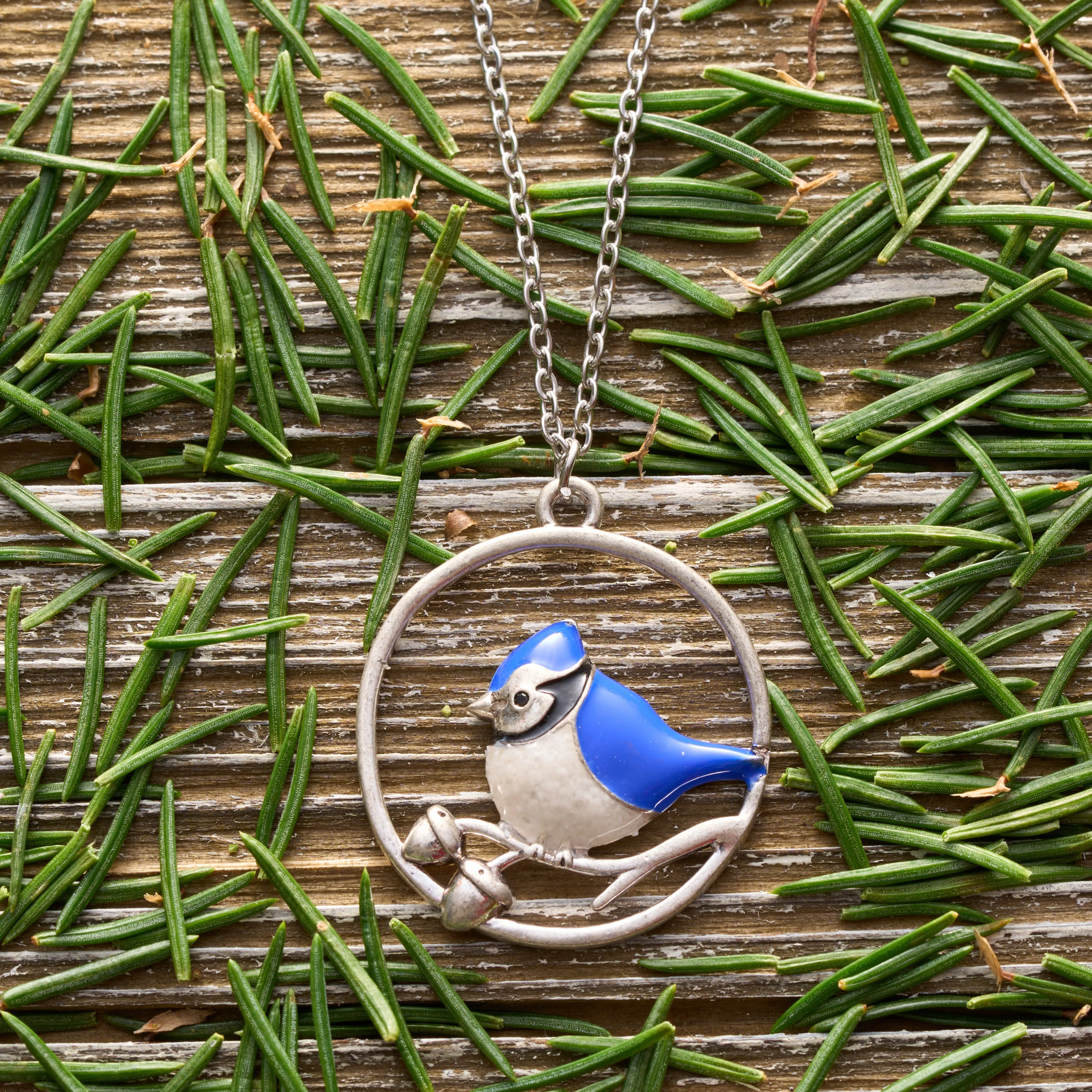 Sand Blue Jay Branch Necklace