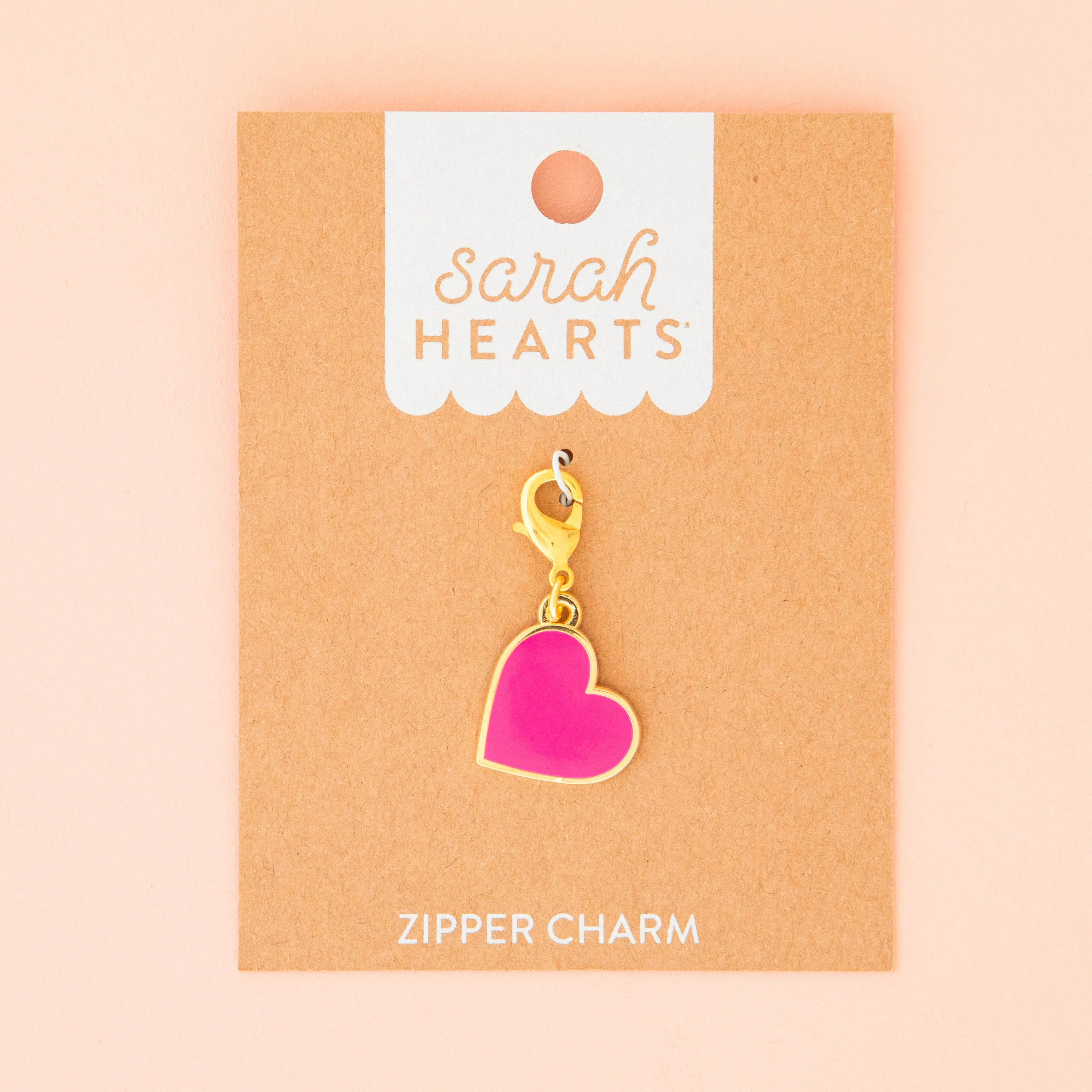 Sarah Hearts - Pink Heart Zipper Charm