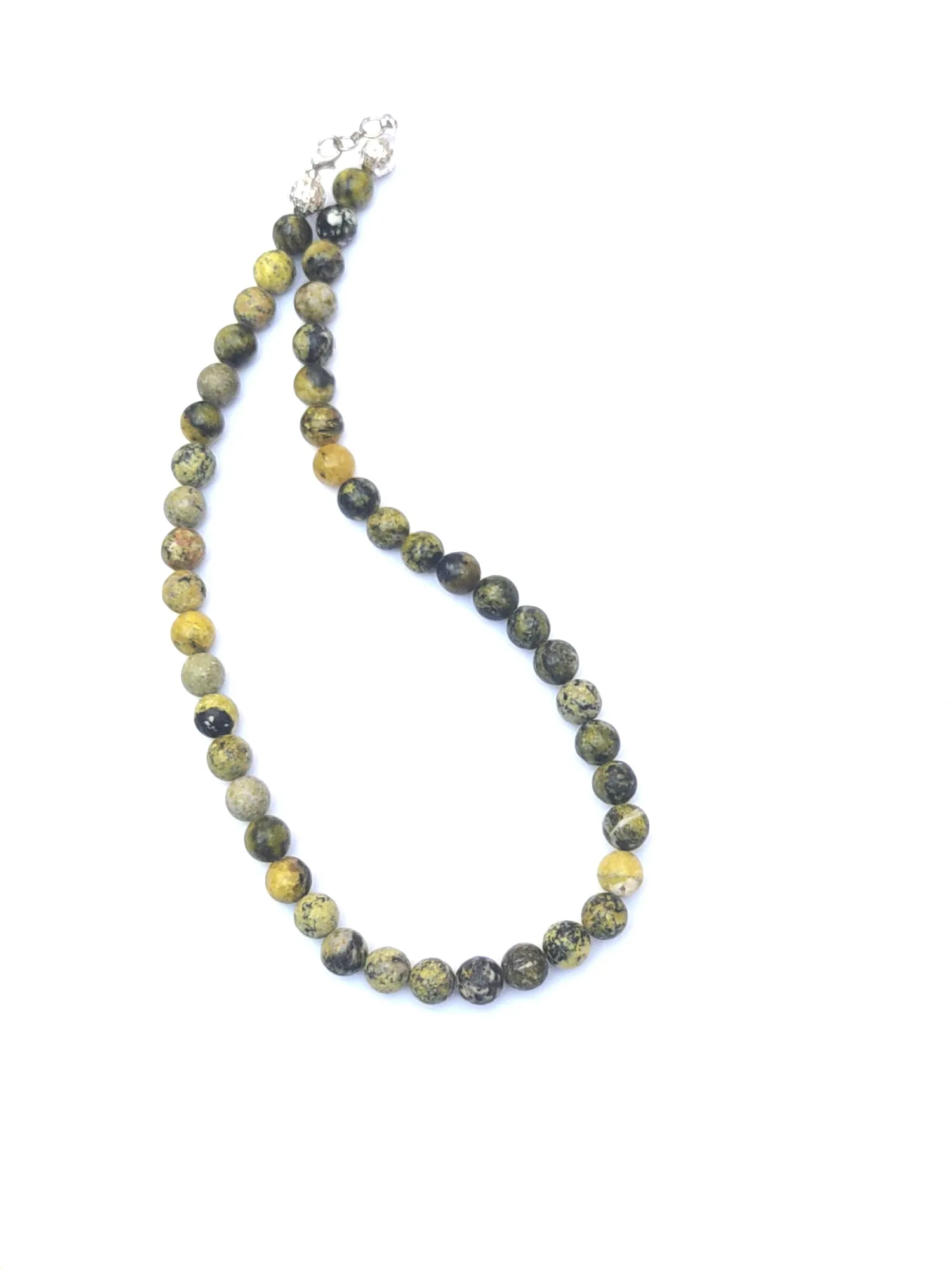 Serpentine Crystal Round Beads Necklace - 15 Inches, 8mm Beads (Semi-Precious Mala)