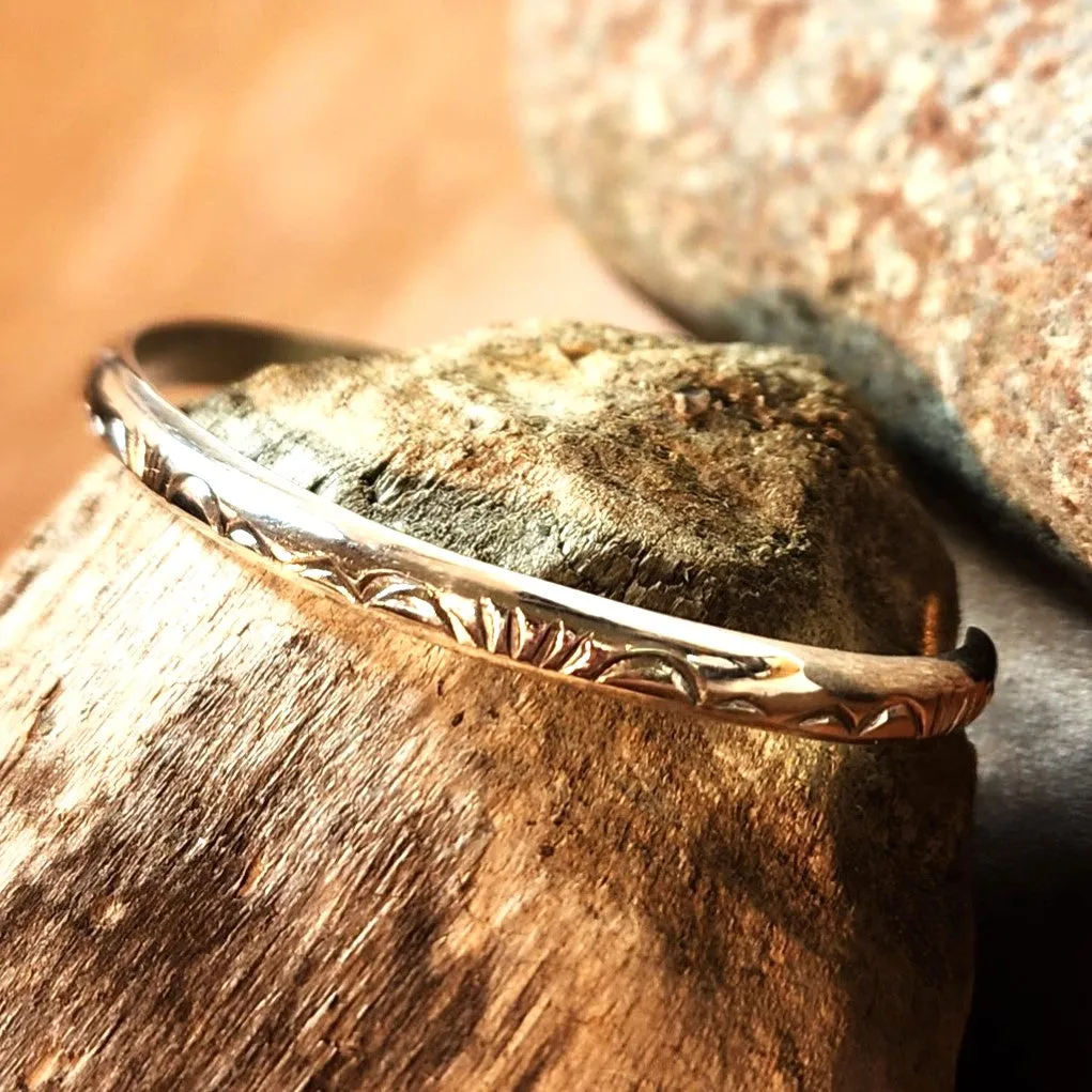 Simple Stamped Sterling Silver Navajo Cuff Bracelet