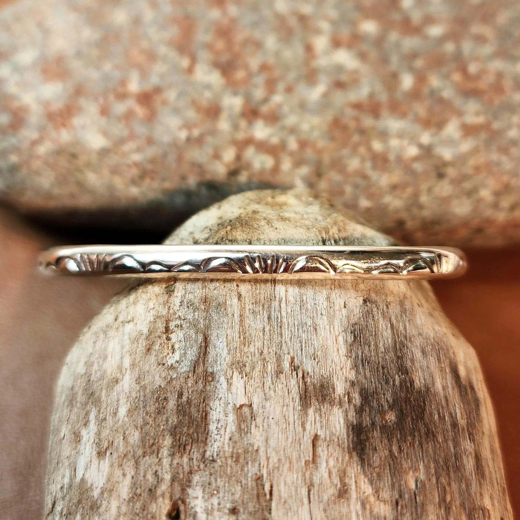 Simple Stamped Sterling Silver Navajo Cuff Bracelet