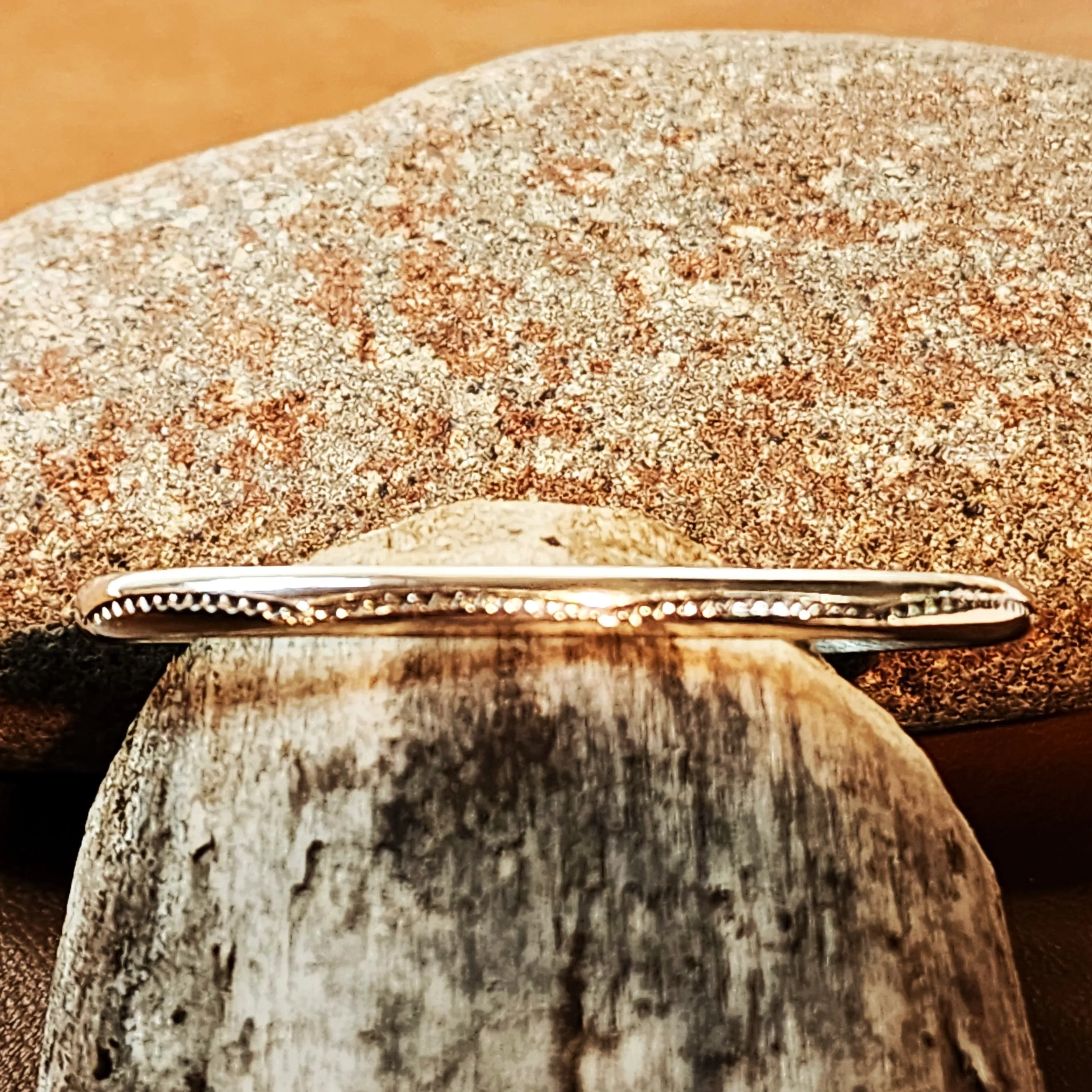 Simple Stamped Sterling Silver Navajo Cuff Bracelet