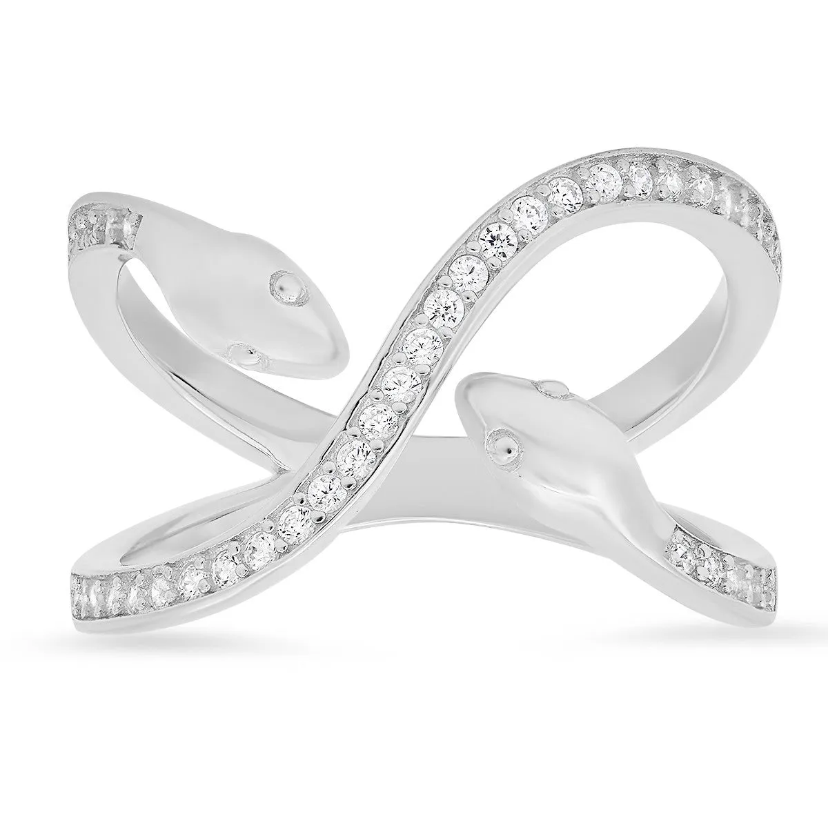 Sterling Silver CZ Snake Ring