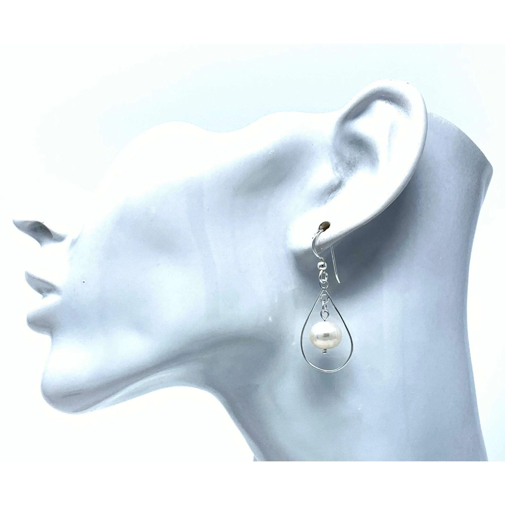 Sterling Silver Freshwater Pearl Teardrop Earrings