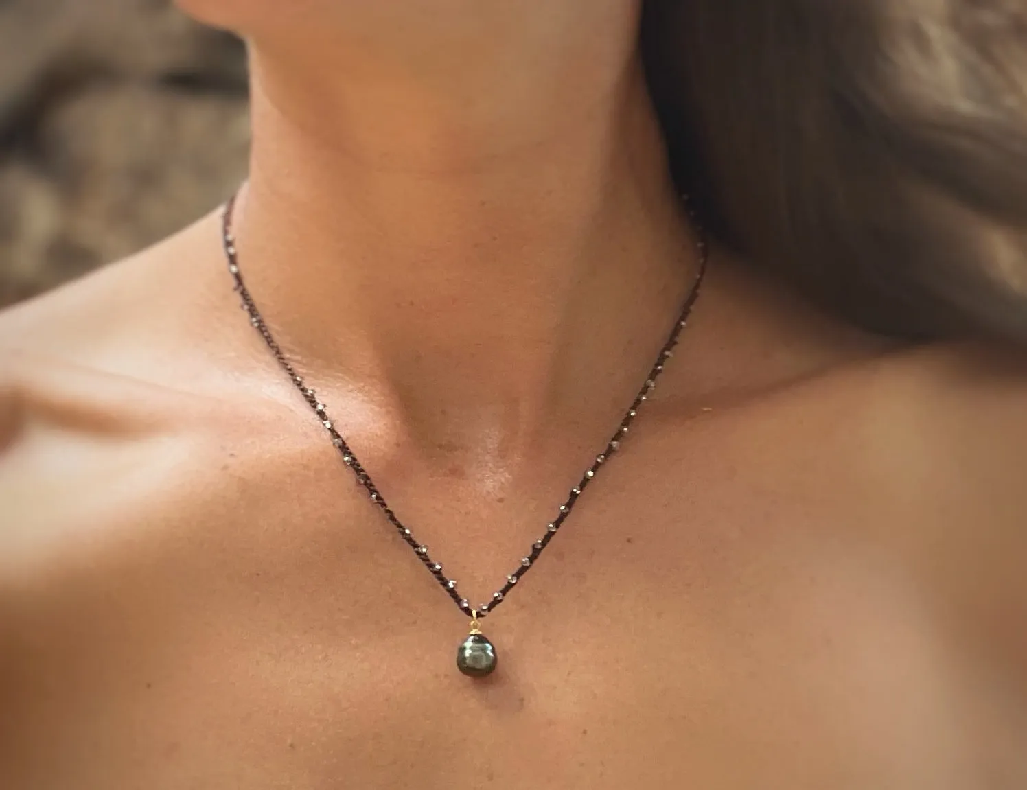 Tahitian Pearl Crochet Necklace