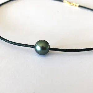 Tahitian Pearl Leather Necklace