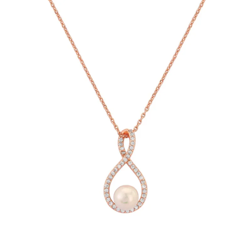 Taryn Crystal & Pearl Necklace - Available in Silver & Rose Gold