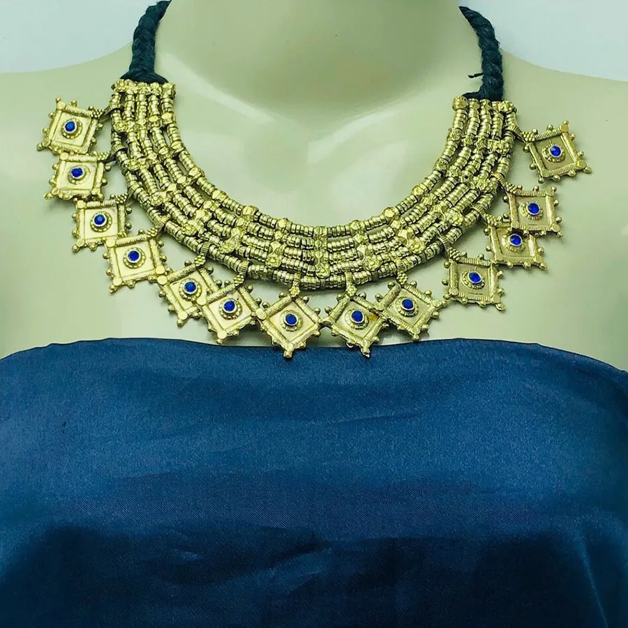 Tribal Vintage Multilayers Choker Necklace With Glass Stones