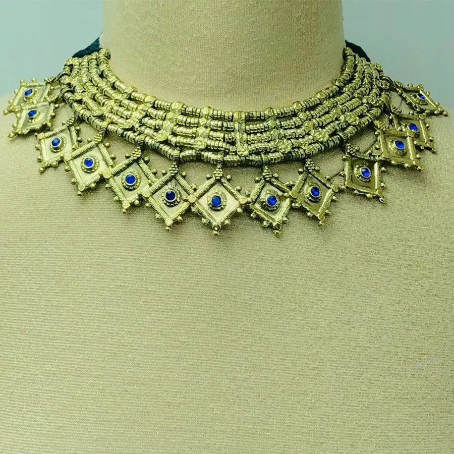 Tribal Vintage Multilayers Choker Necklace With Glass Stones