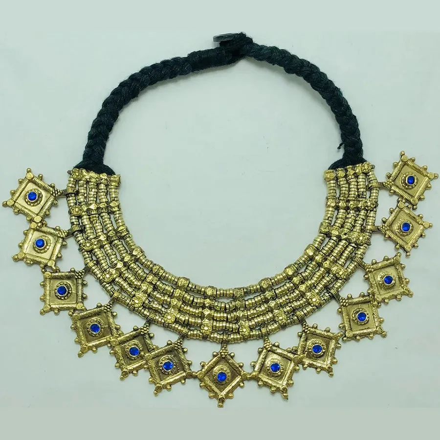 Tribal Vintage Multilayers Choker Necklace With Glass Stones