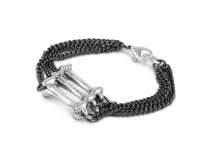 Triple Bone & Chain Bracelet - Silver