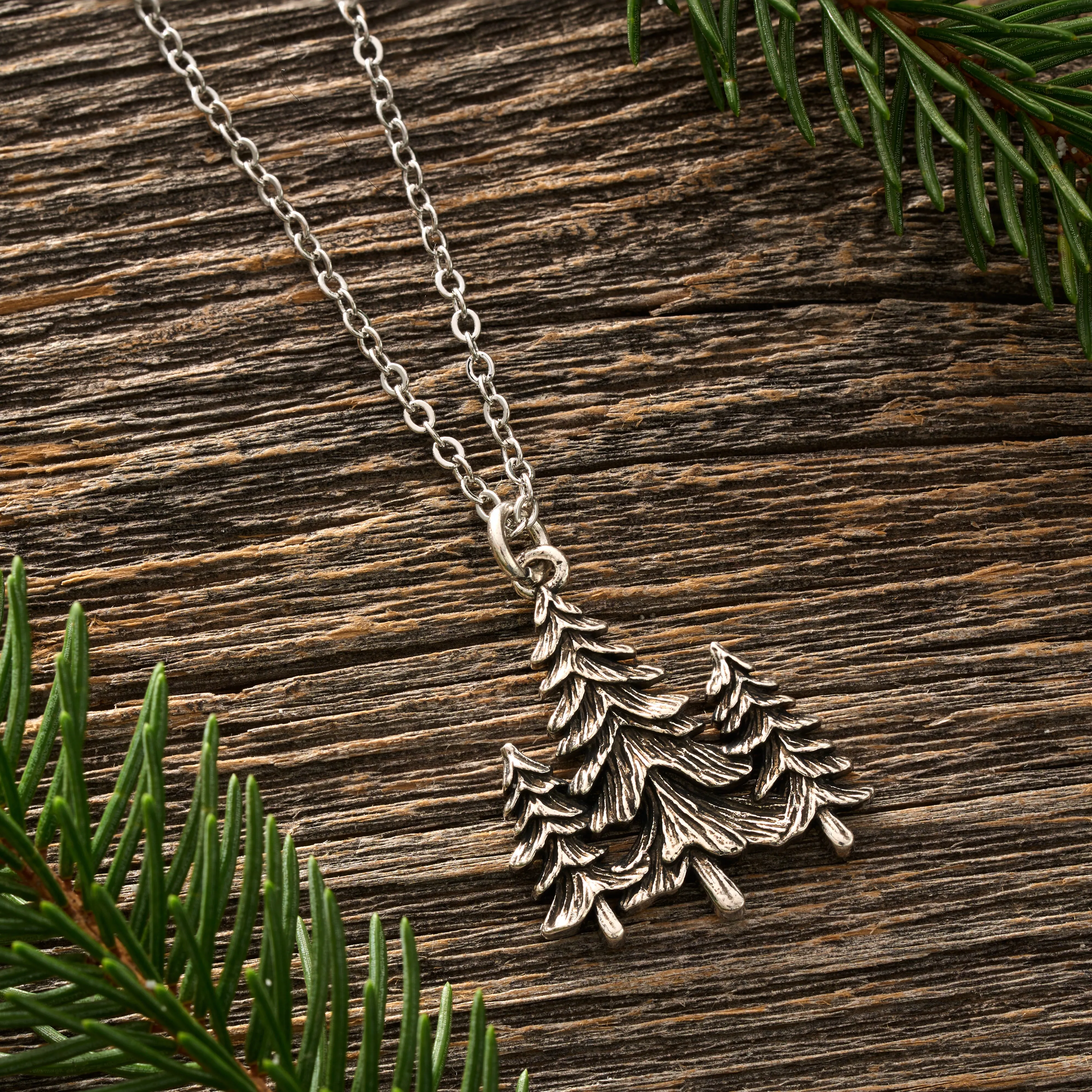 Triple Pine Tree Necklace