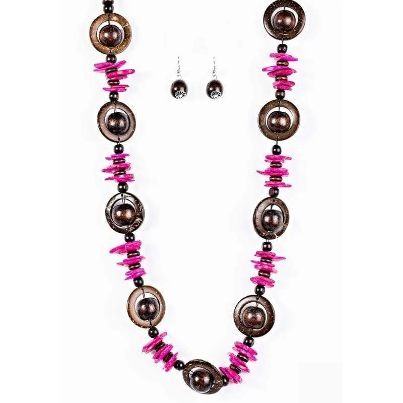 Tropical Tango Pink Wooden Necklace