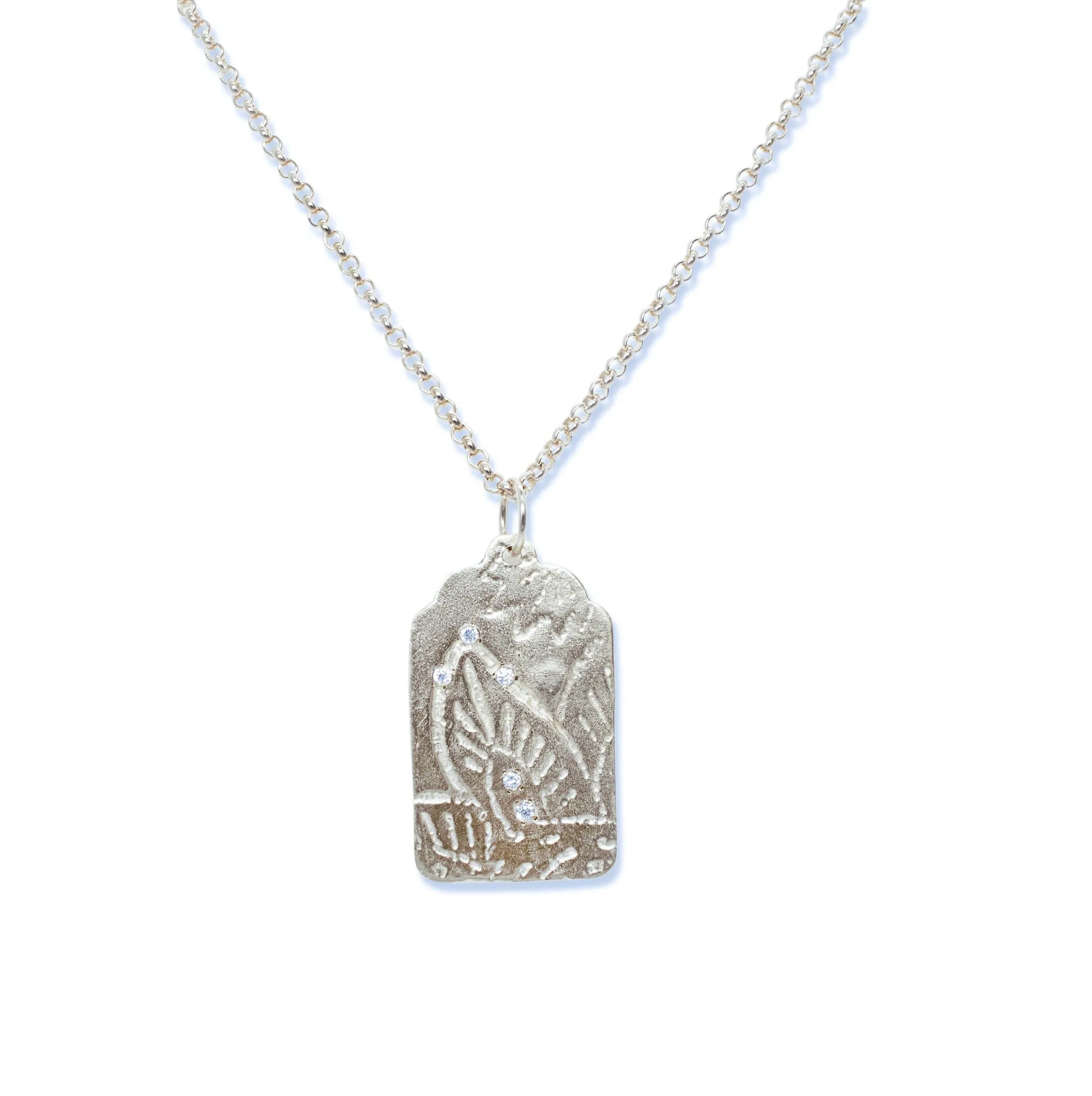 Tulip Tag Pendant with Diamonds