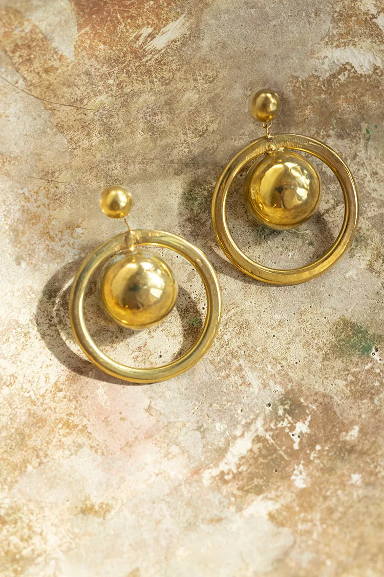 Vintage Gold Mod Style Statement Earrings