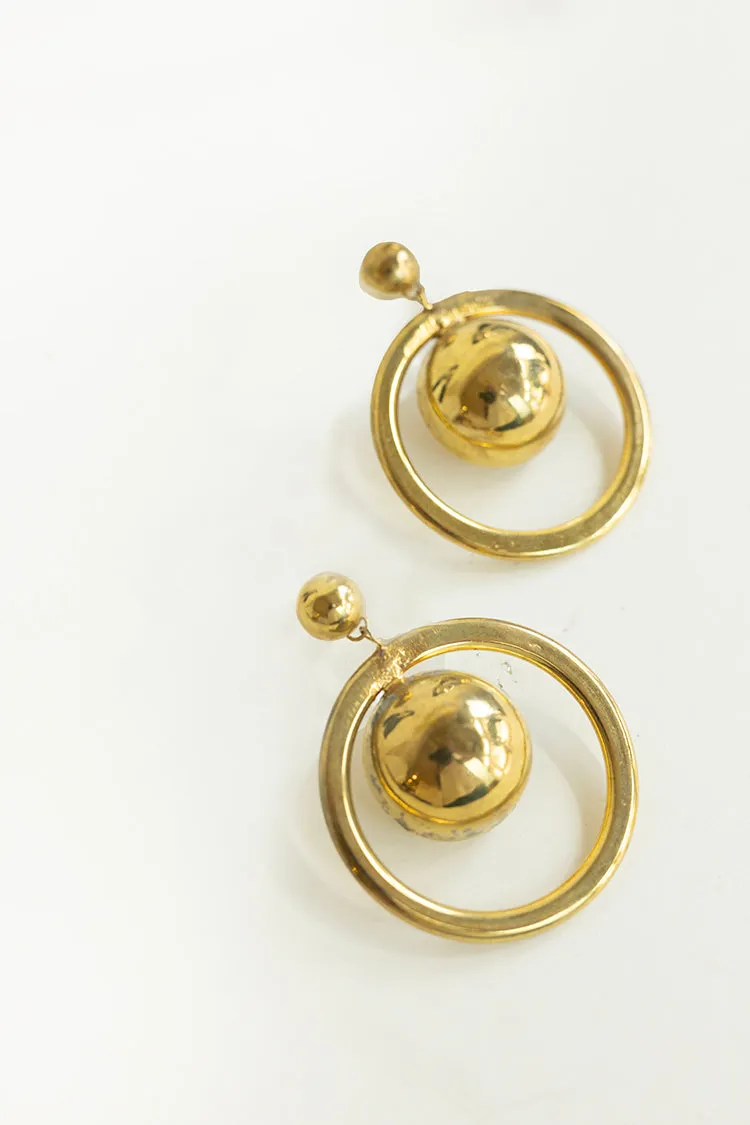 Vintage Gold Mod Style Statement Earrings